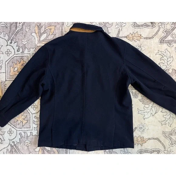 VNTG Tommy Bahama‎ Shirt Jacket Navy Blue Wool Shacket Nylon Size Medium - Picture 5 of 7